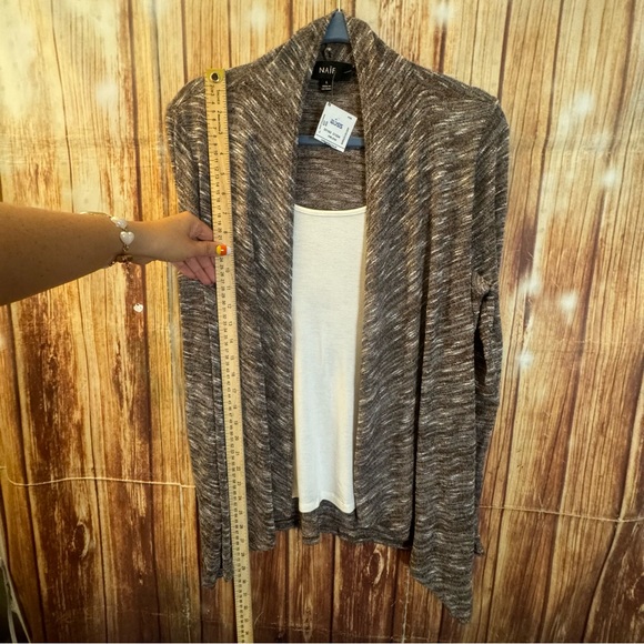 Naif Women Brown Lightweight Long Sleeve Open Front Cardigan Sweater Size Large - Picture 7 of 10